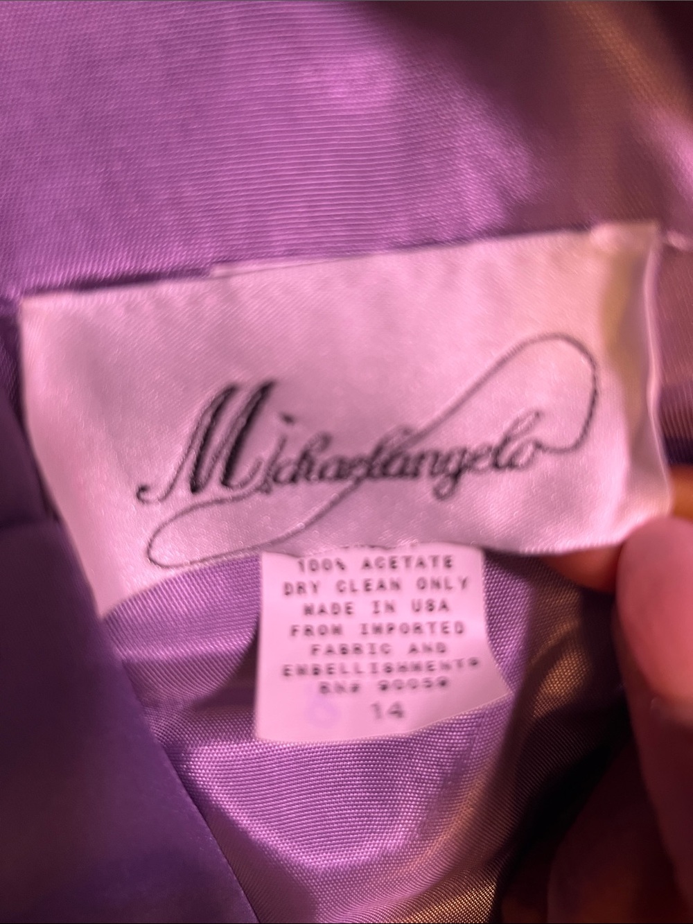 Michelangelo Dress Long Lavender Lilac Formal Gown Evening Wear Wedding Elegant - Picture 5 of 11